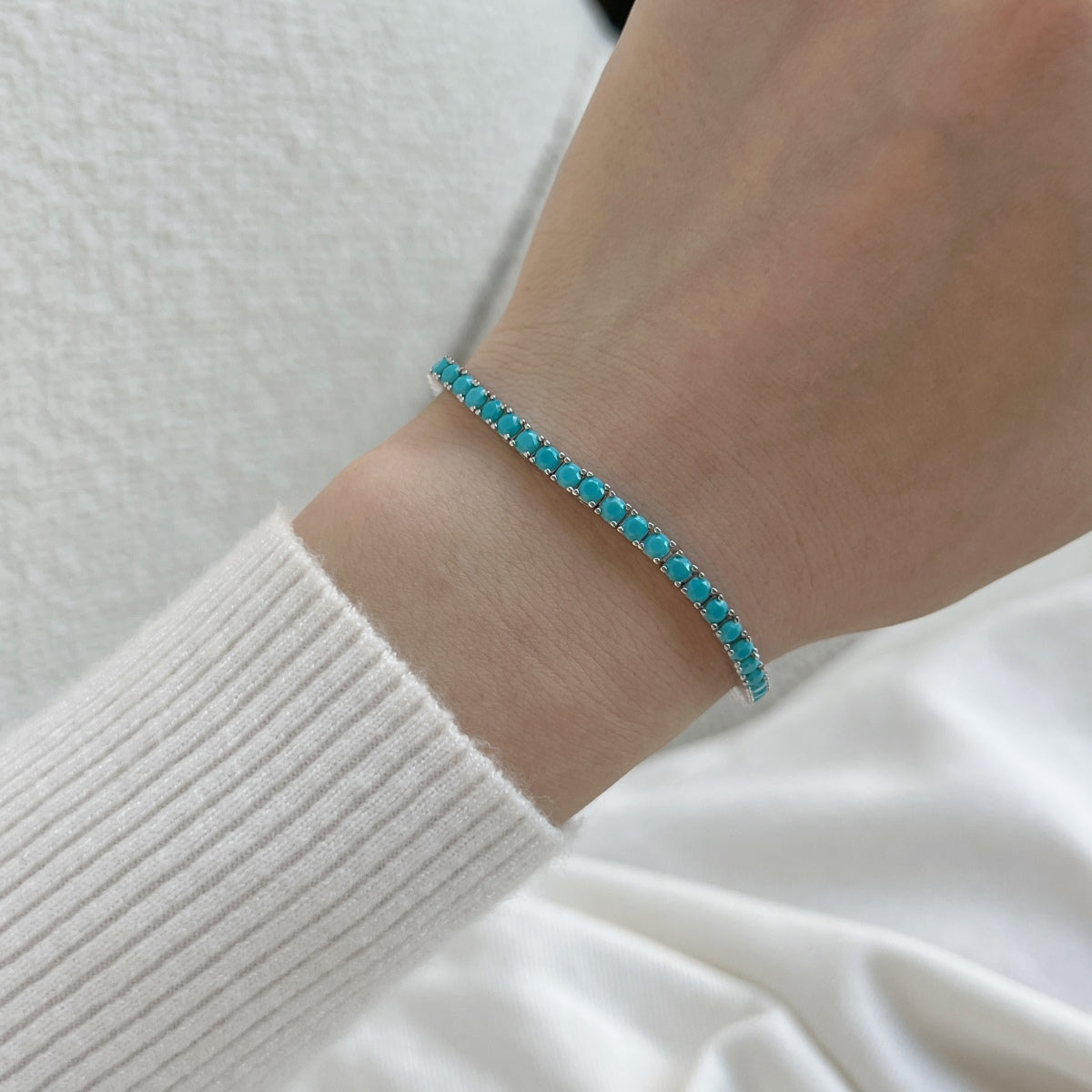 [OAK JURI]Dainty Charming Round Cut Tennis Bracelet