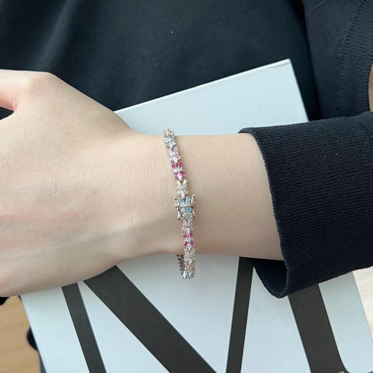 [OAK JURI]Radiant Colorful Emerald Cut Party Bracelet