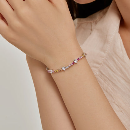 [OAK JURI]Romantic Heart Shape Round Cut Lover Bracelet
