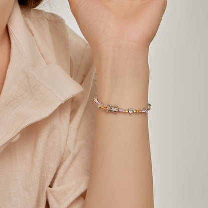 [OAK JURI]Romantic Heart Shape Round Cut Lover Bracelet