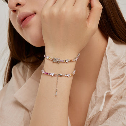 [OAK JURI]Romantic Heart Shape Round Cut Lover Bracelet