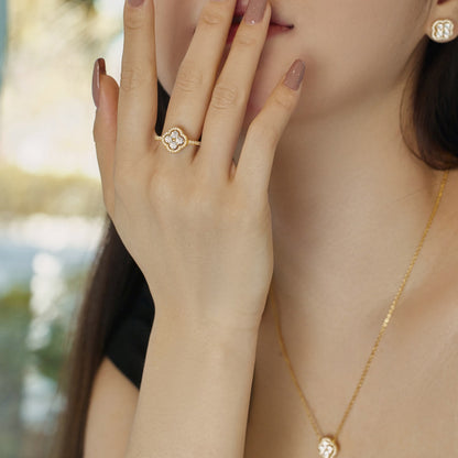 [OAK JURI]Four Leaf Clover Flower Design Ring