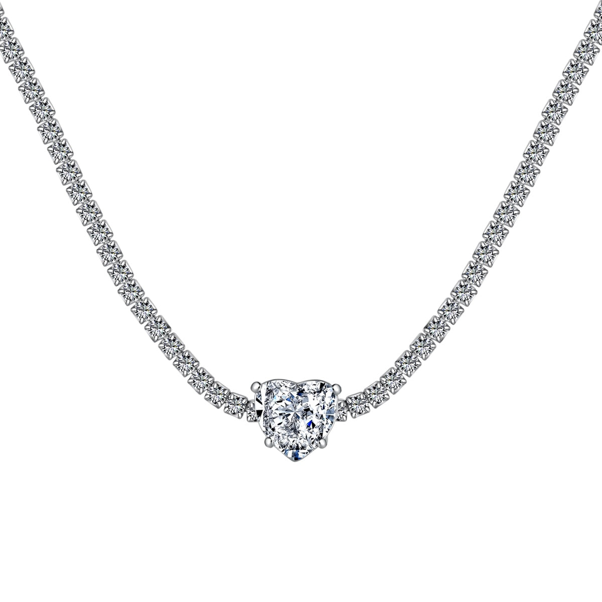 [OAK JURI]2.0 Carat Sparkling Tennis Heart Cut Necklace
