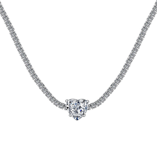 [OAK JURI]2.0 Carat Sparkling Tennis Heart Cut Necklace