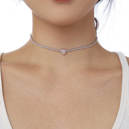 [OAK JURI]2.0 Carat Sparkling Tennis Heart Cut Necklace