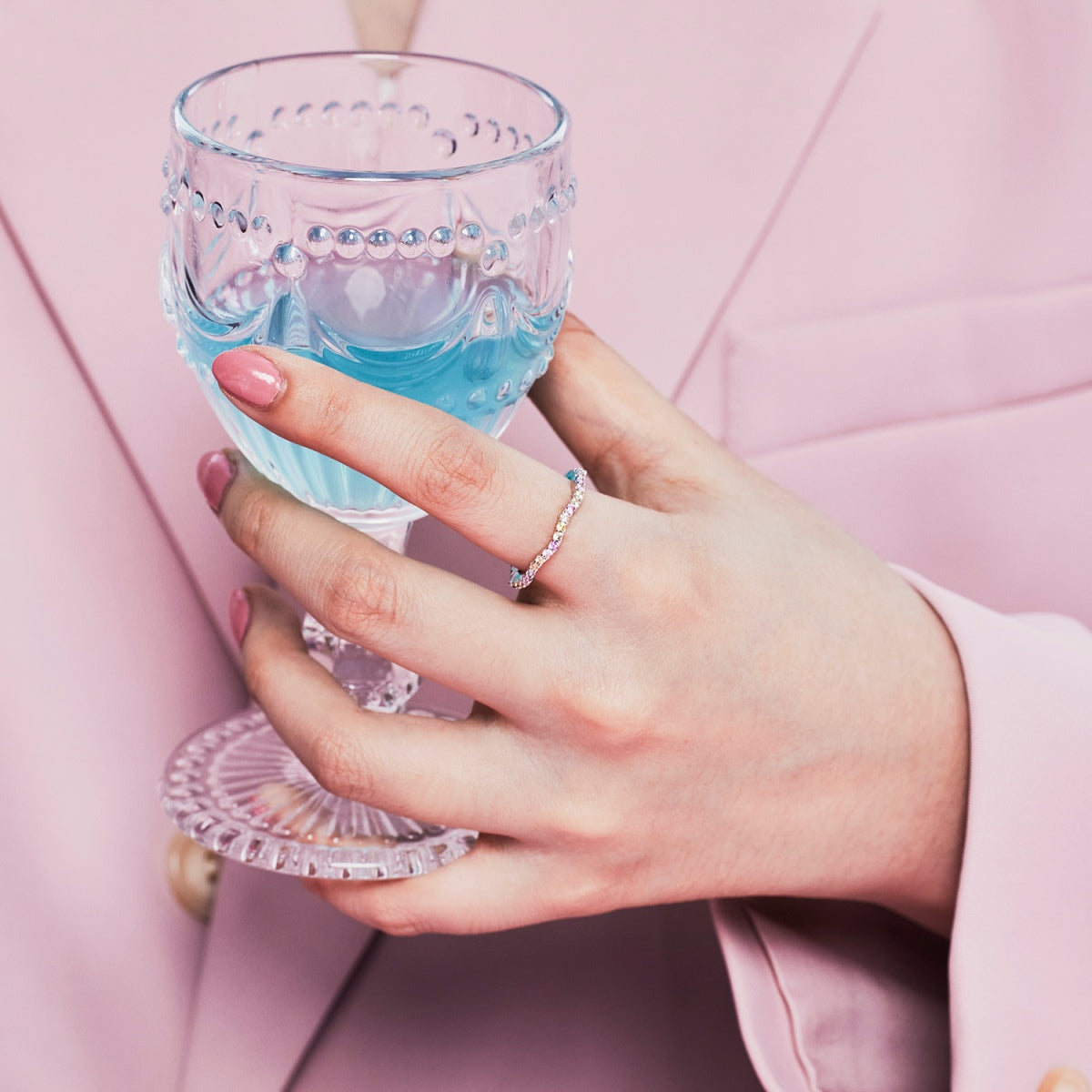 [OAK JURI]Dainty Colorful Round Cut Party Ring