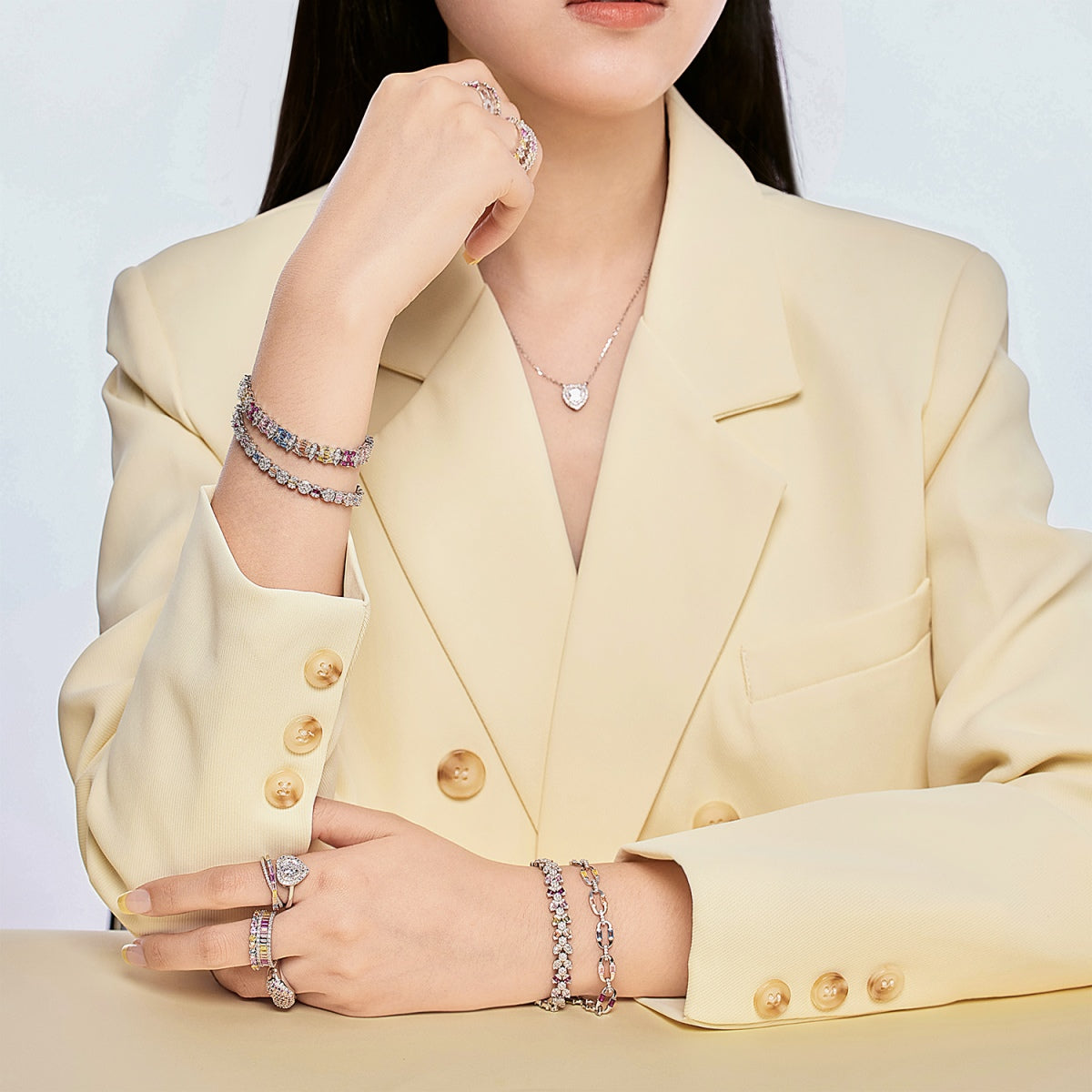 [OAK JURI]Delicate Colorful Multi Cut Party Bracelet