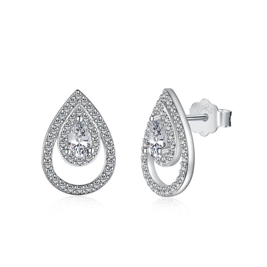 [OAK JURI]Sparkling Delicate Water Drop Shape Daily Earrings