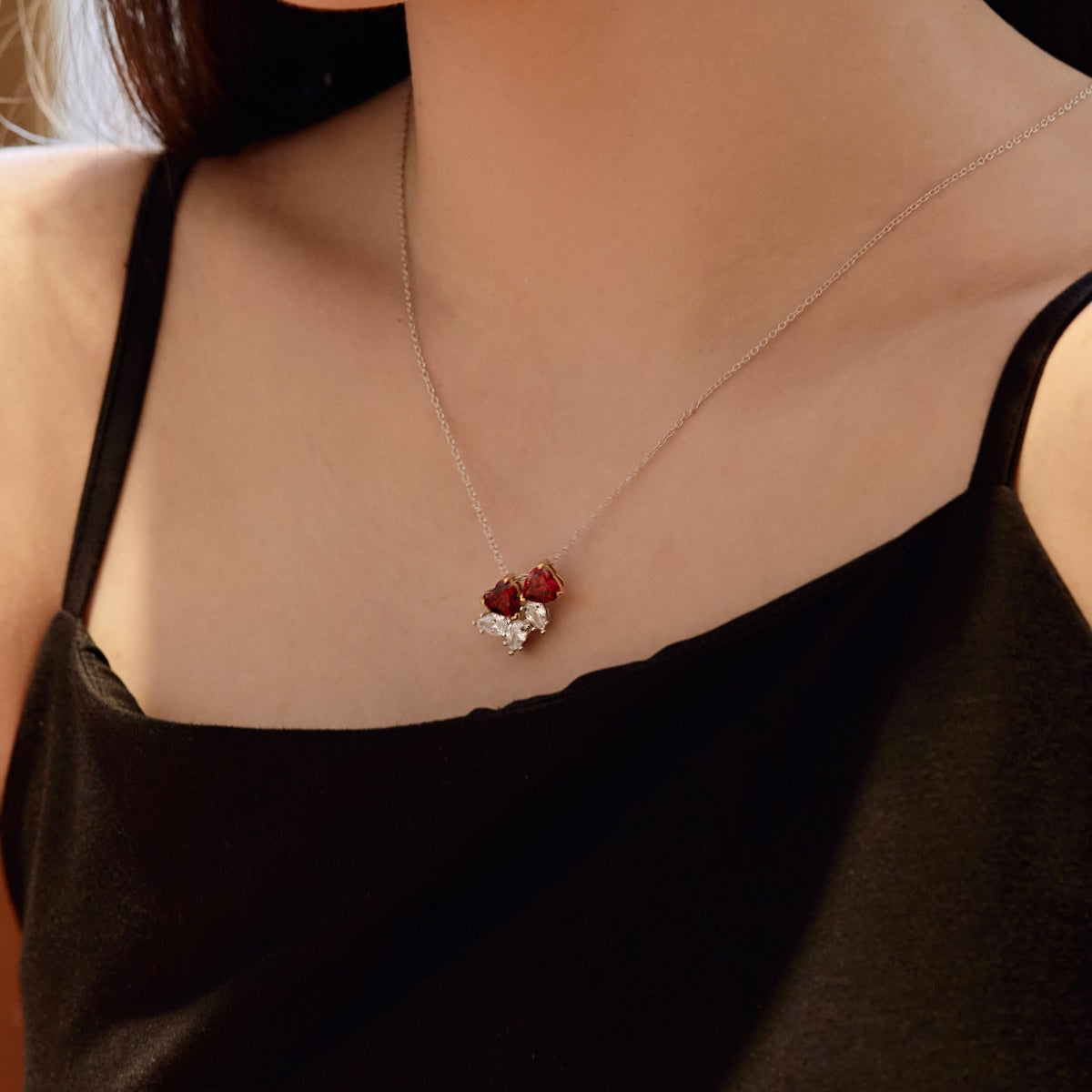 [OAK JURI]Dainty Red Heart Necklace