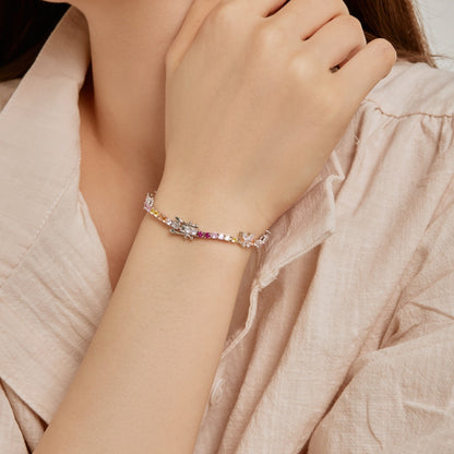 [OAK JURI]Ornate Colorful Butterfly Shape Round Cut Daily Bracelet