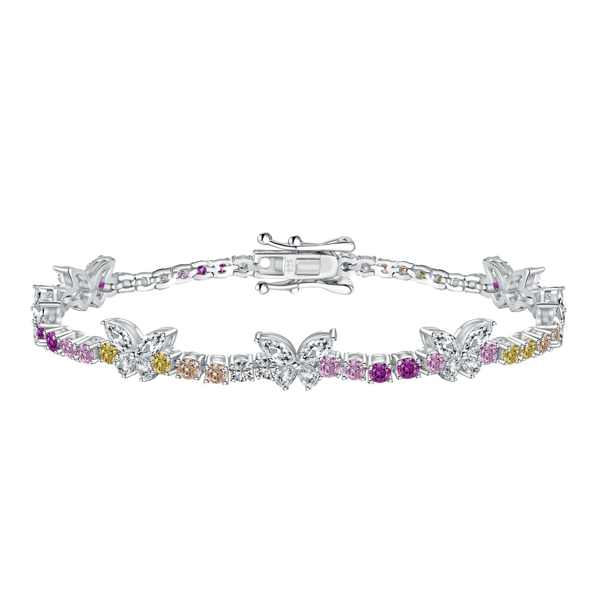 [OAK JURI]Ornate Colorful Butterfly Shape Round Cut Daily Bracelet