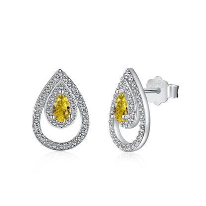 [OAK JURI]Sparkling Delicate Water Drop Shape Daily Earrings