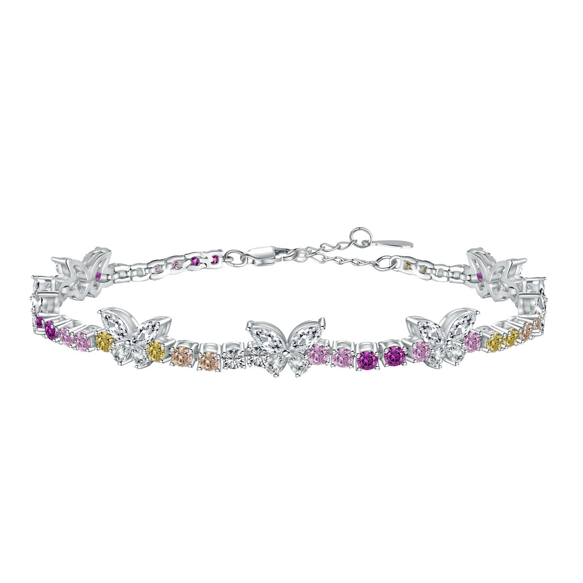 [OAK JURI]Ornate Colorful Butterfly Shape Round Cut Daily Bracelet