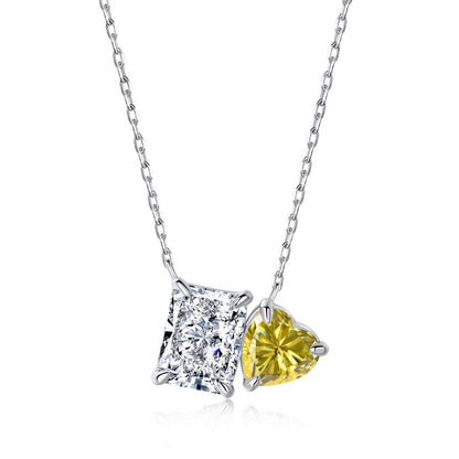 [OAK JURI]Dazzling Square & Heart Shape Necklace