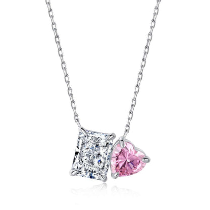 [OAK JURI]Dazzling Square & Heart Shape Necklace