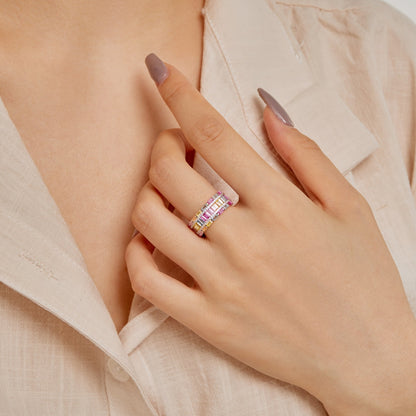 [OAK JURI]Dazzling Colorful Radiant Cut Party Ring