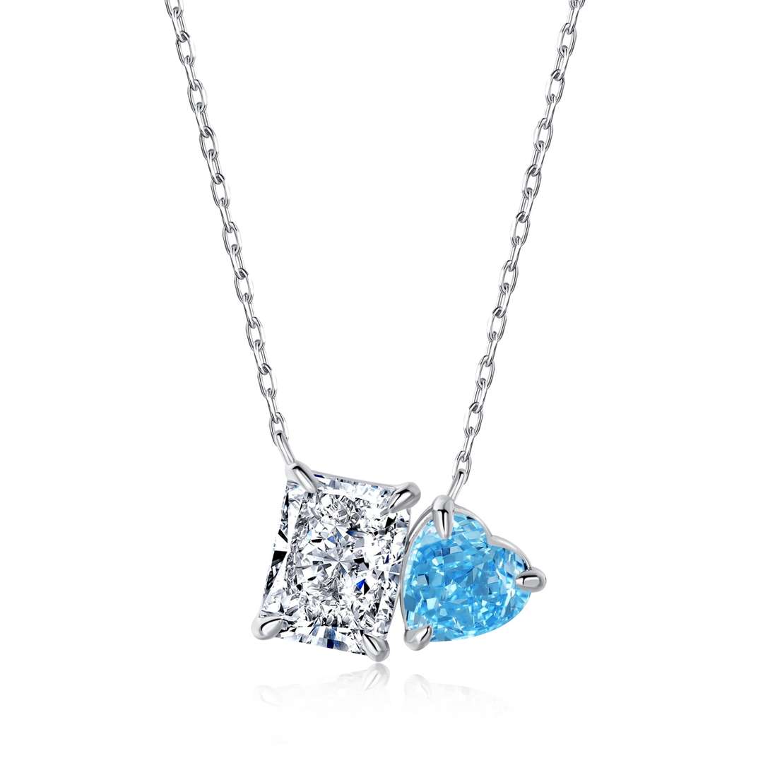 [OAK JURI]Dazzling Square & Heart Shape Necklace