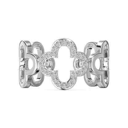 [OAK JURI]Hollow Design Four-Leaf Clover Flower Shape Ring