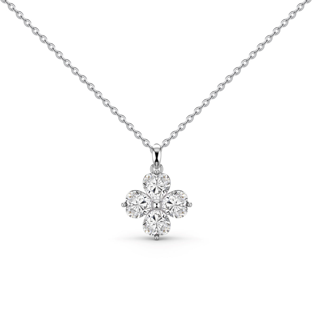 [OAK JURI]Heart-Shaped Four-Leaf Clover Bead Necklace