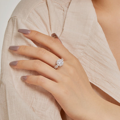 [OAK JURI]Delicate Colorful Round Cut Flower Shape Wedding Ring