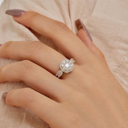 [OAK JURI]Delicate Colorful Round Cut Flower Shape Wedding Ring