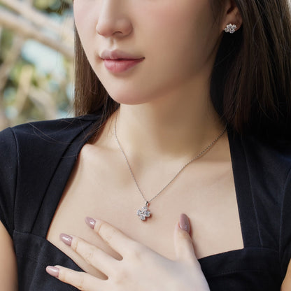 [OAK JURI]Heart-Shaped Four-Leaf Clover Bead Necklace