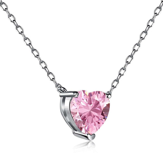[OAK JURI]Heart Shape Main Stone Pendant Collarbone Necklace