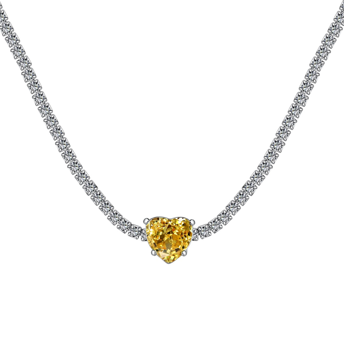 [OAK JURI]2.0 Carat Sparkling Tennis Heart Cut Necklace