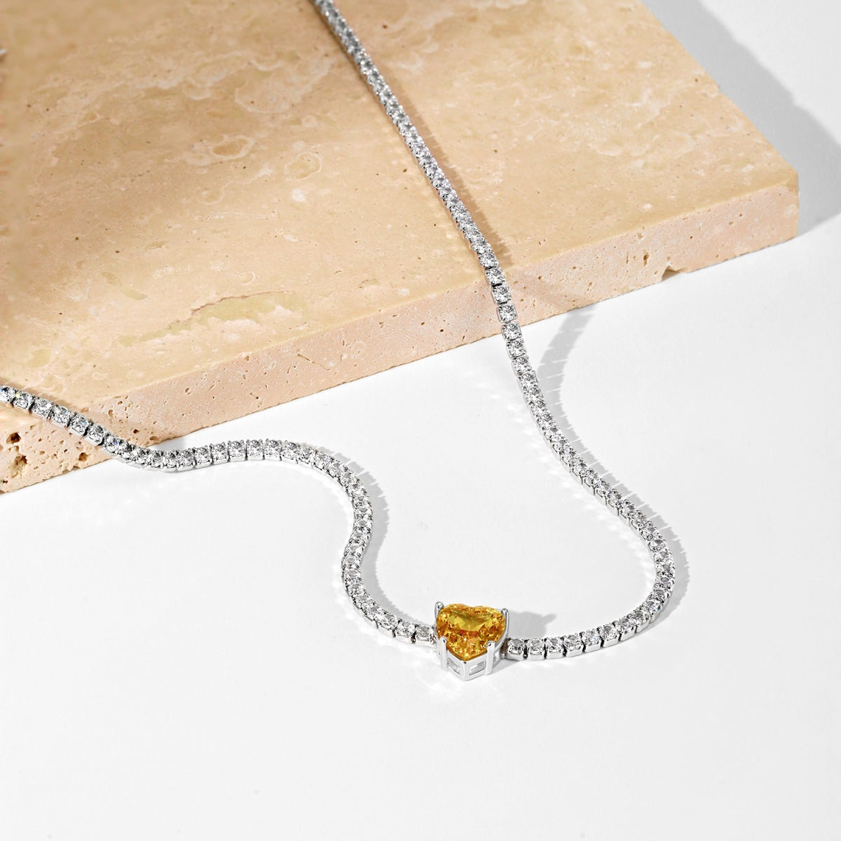 [OAK JURI]2.0 Carat Sparkling Tennis Heart Cut Necklace
