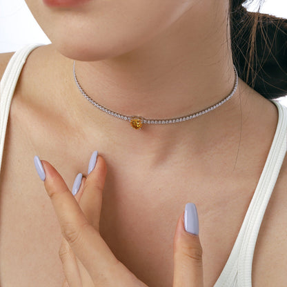 [OAK JURI]2.0 Carat Sparkling Tennis Heart Cut Necklace