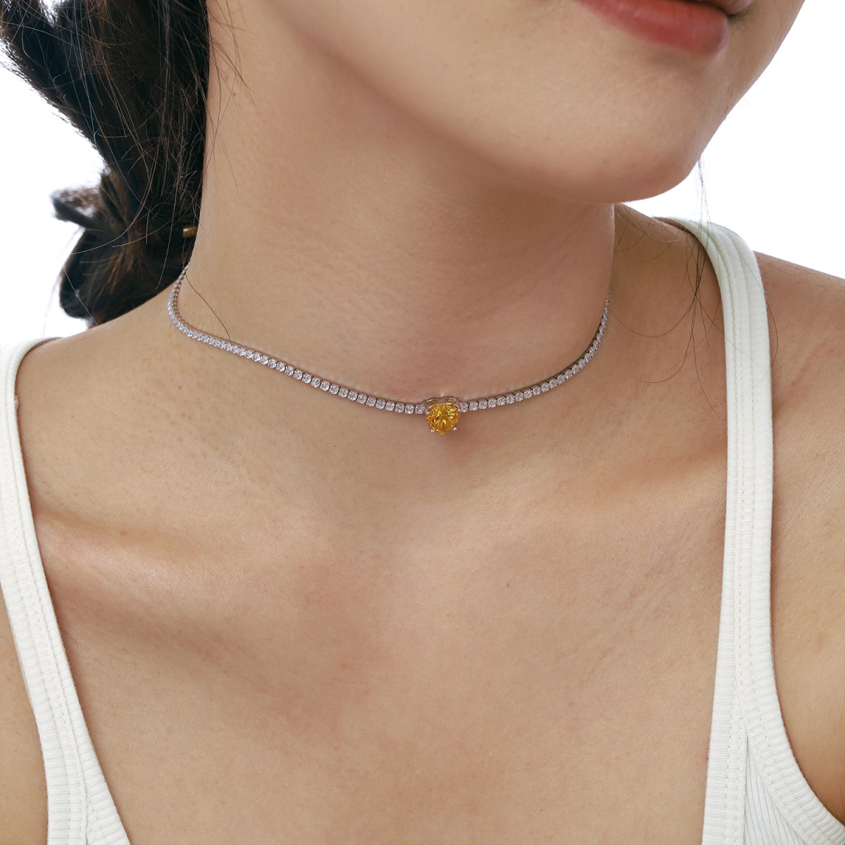 [OAK JURI]2.0 Carat Sparkling Tennis Heart Cut Necklace