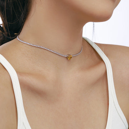 [OAK JURI]2.0 Carat Sparkling Tennis Heart Cut Necklace