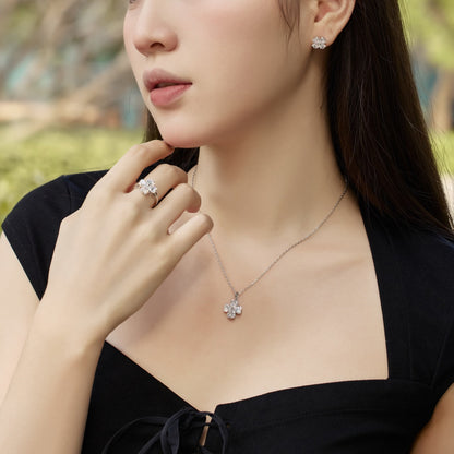 [OAK JURI]Heart-shaped Four-Leaf Clover Ball Ring