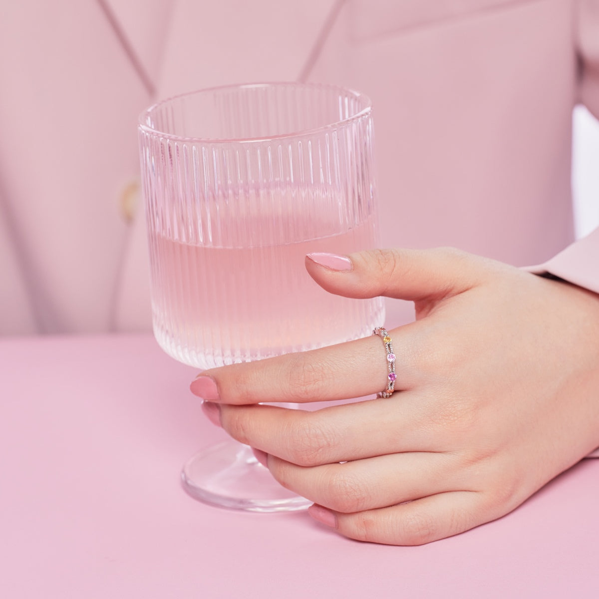 [OAK JURI]Sparkling Colorful Round Cut Tennis Ring
