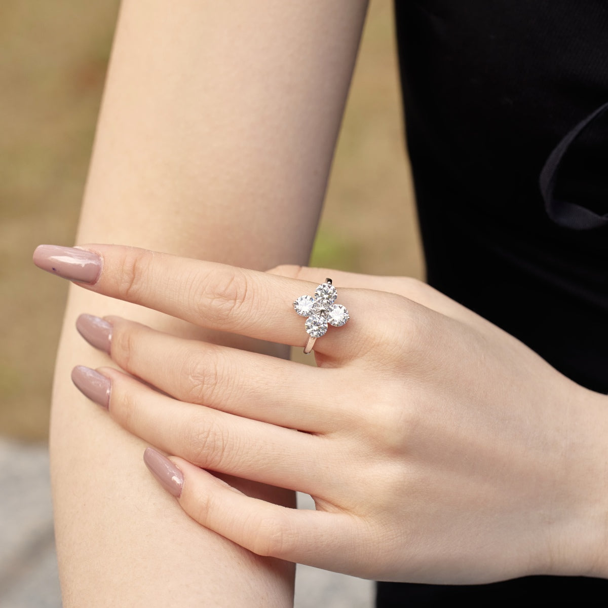[OAK JURI]Four-Leaf Clover Eight-Pointed Star Ring