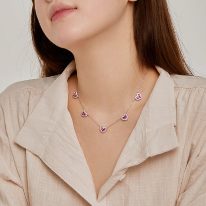 [OAK JURI]Sparkling Five Heart Necklace