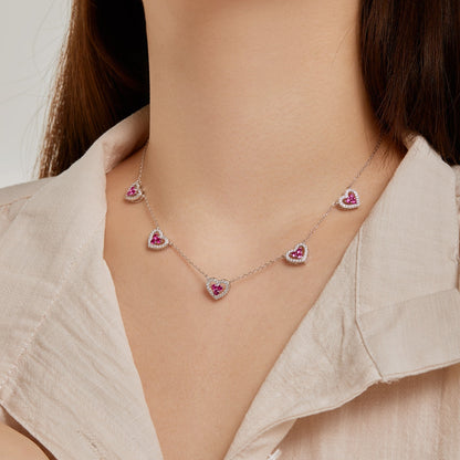 [OAK JURI]Sparkling Five Heart Necklace