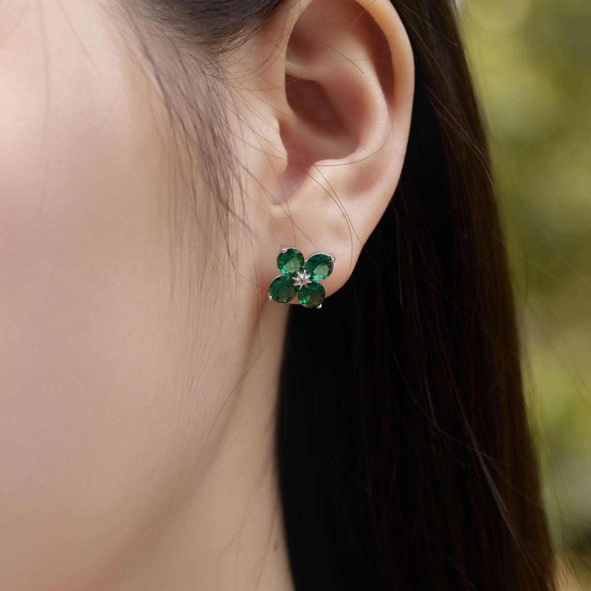 [OAK JURI]Four-Leaf Clover Eight-Pointed Star Earrings
