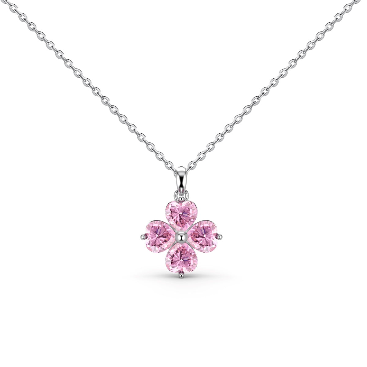[OAK JURI]Heart-Shaped Four-Leaf Clover Bead Necklace