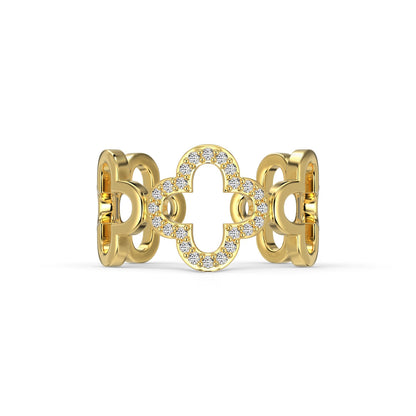 [OAK JURI]Hollow Design Four-Leaf Clover Flower Shape Ring