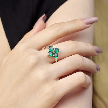 [OAK JURI]Four-Leaf Clover Eight-Pointed Star Ring