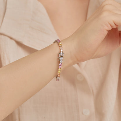 [OAK JURI]Radiant Colorful Round Cut Tennis Bracelet