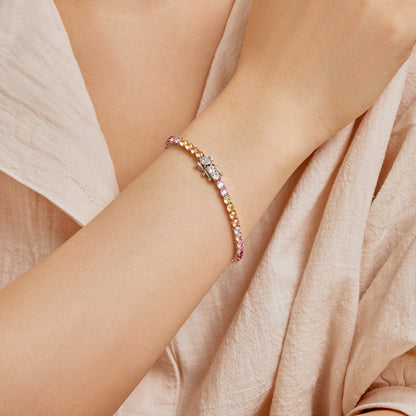 [OAK JURI]Radiant Colorful Round Cut Tennis Bracelet