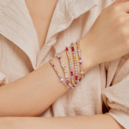 [OAK JURI]Radiant Colorful Round Cut Tennis Bracelet