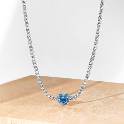 [OAK JURI]2.0 Carat Sparkling Tennis Heart Cut Necklace