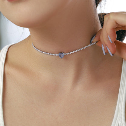 [OAK JURI]2.0 Carat Sparkling Tennis Heart Cut Necklace