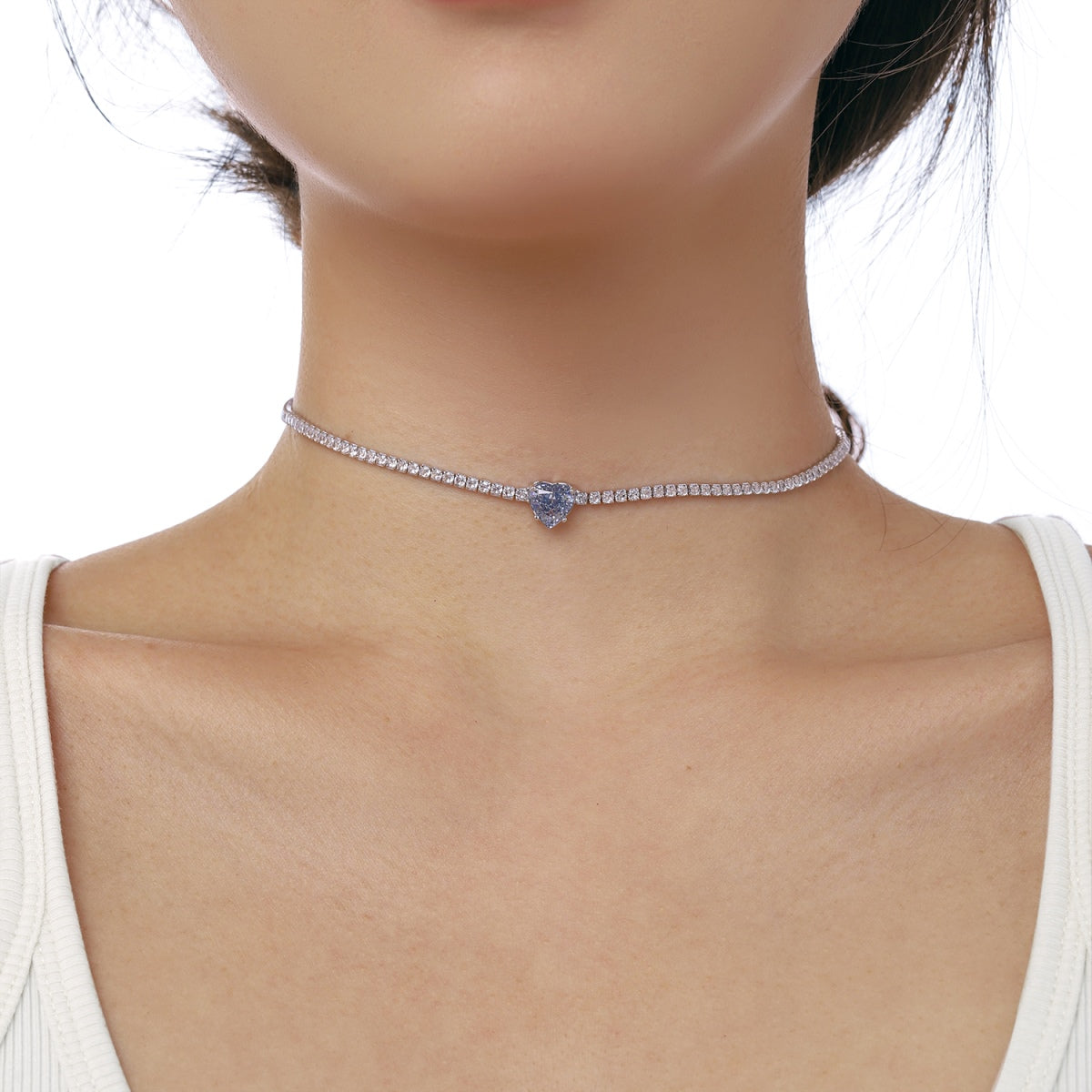 [OAK JURI]2.0 Carat Sparkling Tennis Heart Cut Necklace