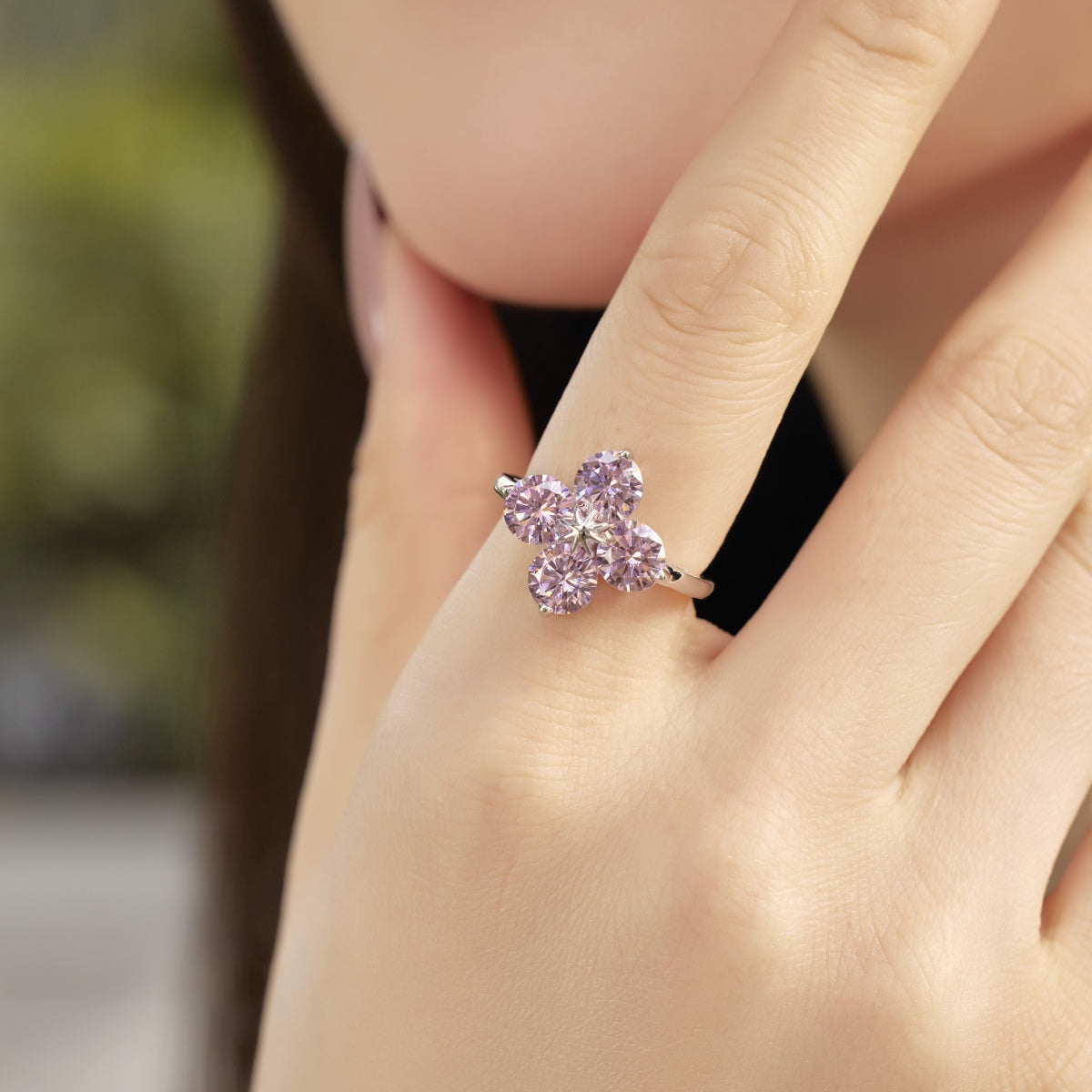 [OAK JURI]Four-Leaf Clover Eight-Pointed Star Ring