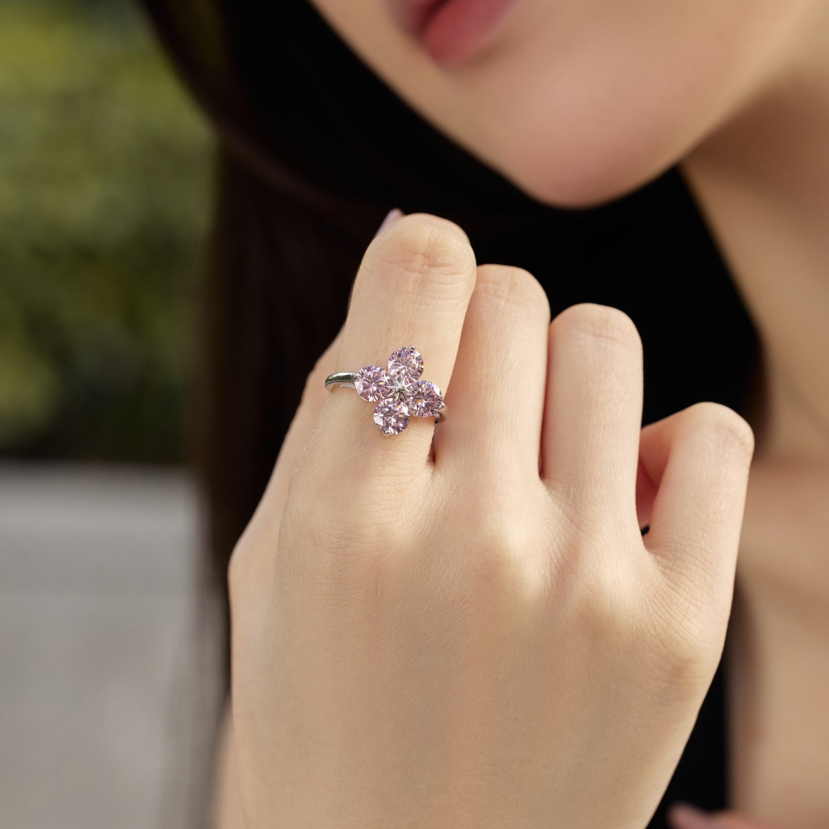 [OAK JURI]Four-Leaf Clover Eight-Pointed Star Ring