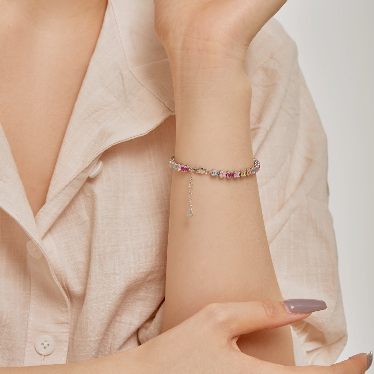 [OAK JURI]Delicate Colorful Emerald Cut Party Bracelet
